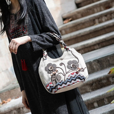 Women Linen Casual Handbag High Quality Travel Shoulder Bag