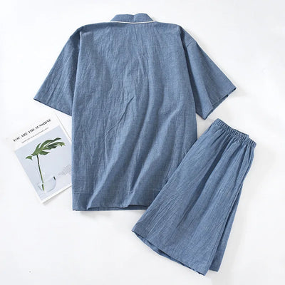 Couples Home Casual Pajamas Set Japanese Style Yukata Kimono Cotton Linen Robes Shorts Chinese Hanfu Pyjamas Bathrobe Sleepwear