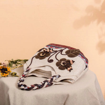 Vintage Linen Handbag for Women National Style Handle Bag