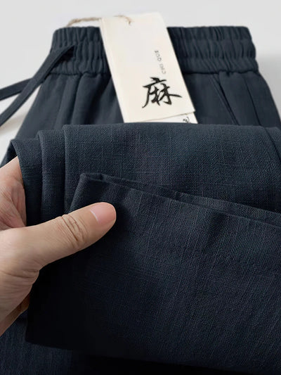 Straight Casual Cotton Linen Pants Men Wide Leg Lightweight Baggy Cotton Sweatpants Male Sport Jogger Straight Work Trousers