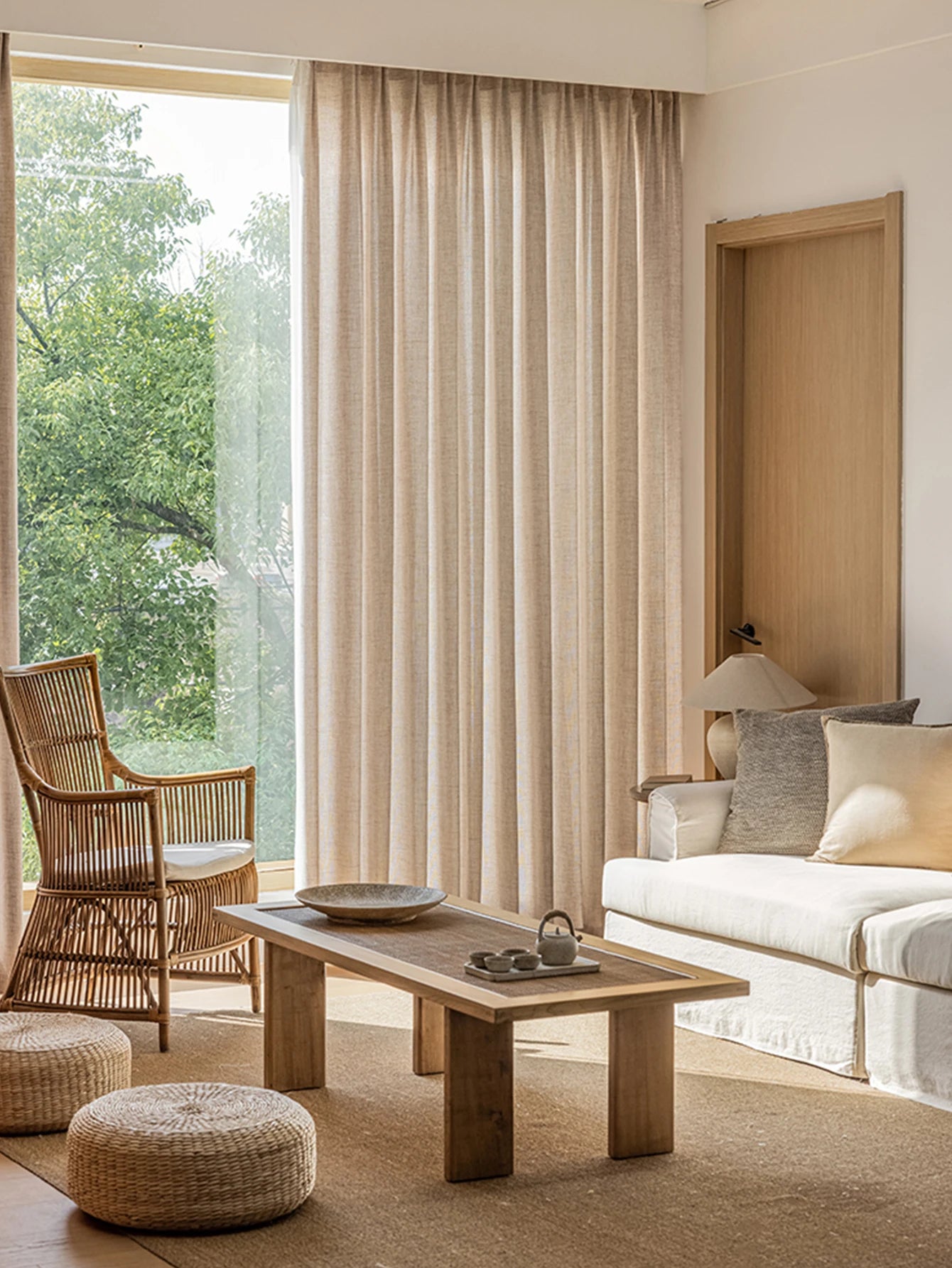 Linen-Effect Sheer Curtain Panel