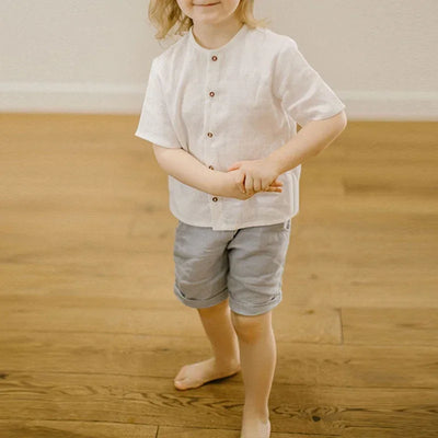 Boys Cotton And Linen Short-Sleeved