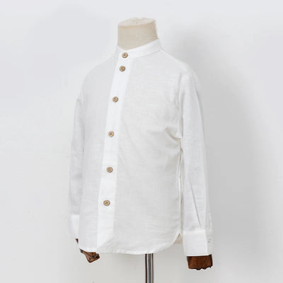 Boys White Linen Shirt Autumn male