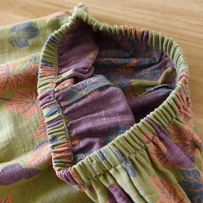 Japanese Spring and Autumn New Women's Pajama Set 100% Cotton Vintage Long Sleeved Pants Two Piece Set for Home Furnishings