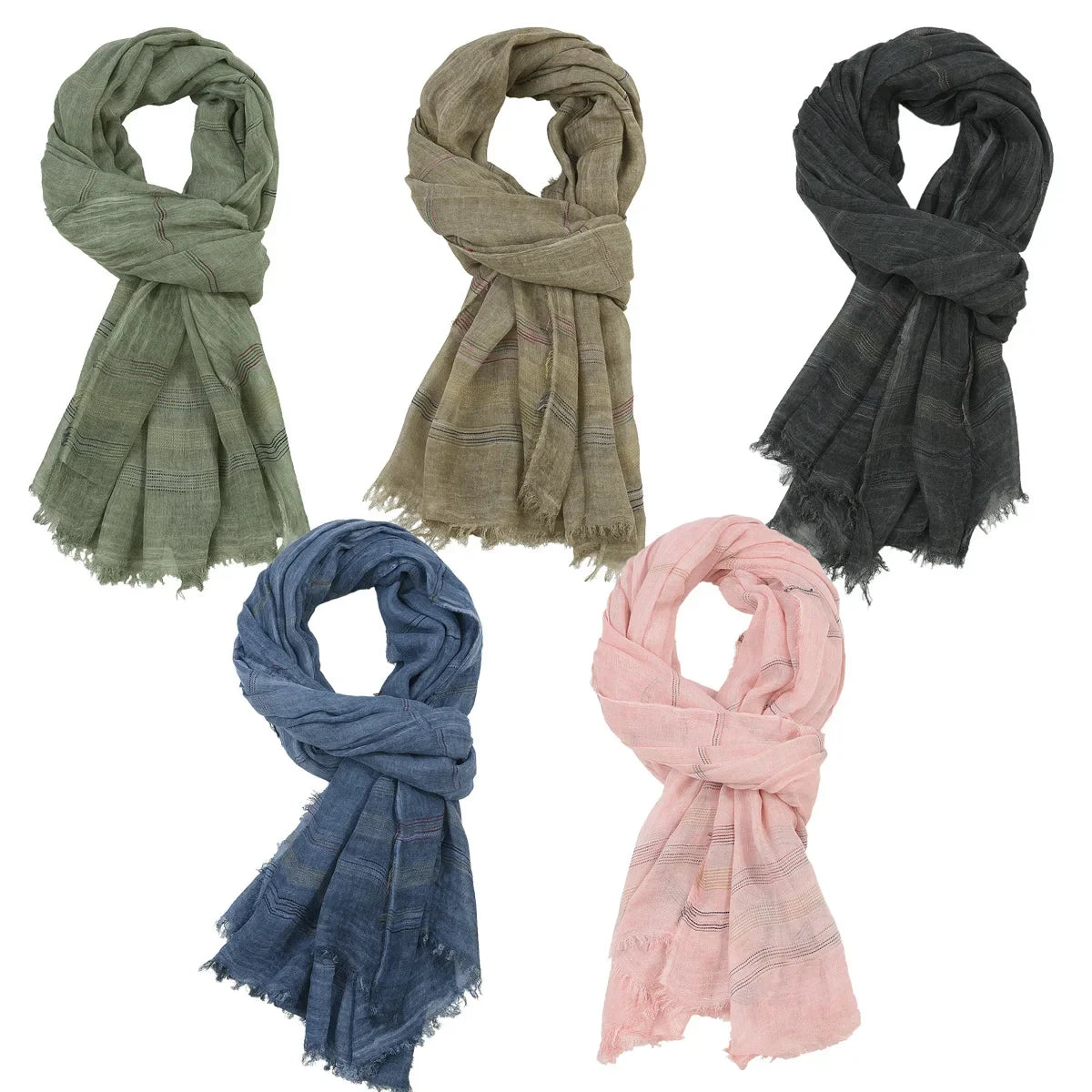 Fashion Men Scarf Cotton Linen Striped Men's Scarves