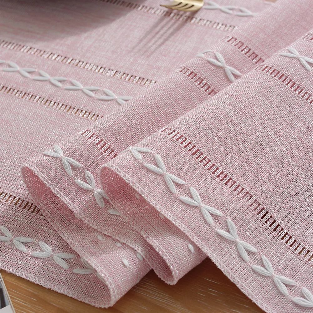 Rustic Embroidered Woven Polyester Fabric