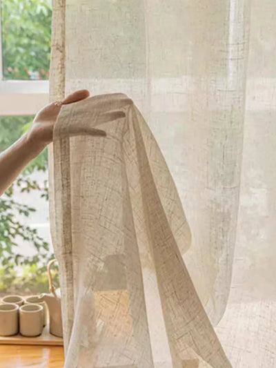 Pastoral Style Embroidered Geometric Semi Sheer Curtains