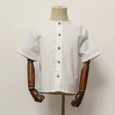 Boys Cotton And Linen Short-Sleeved