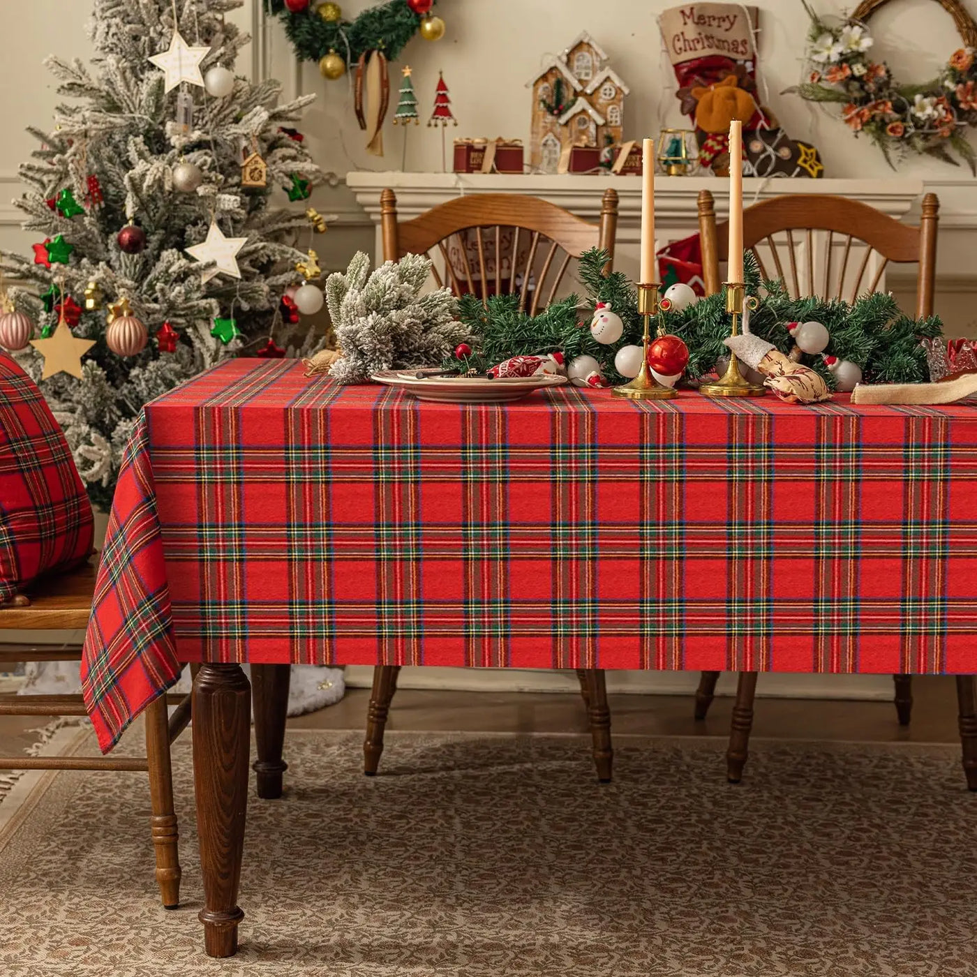 Christmas Checkered Tablecloth Rectangular