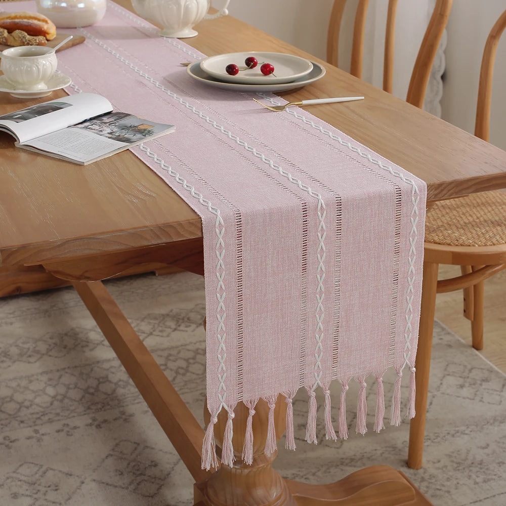 Rustic Embroidered Woven Polyester Fabric