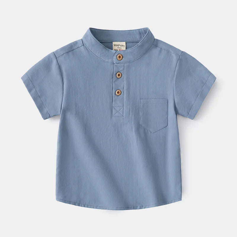 Short Sleeve Polo Shirt for Children Casual Mandarin