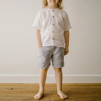 Boys Cotton And Linen Short-Sleeved