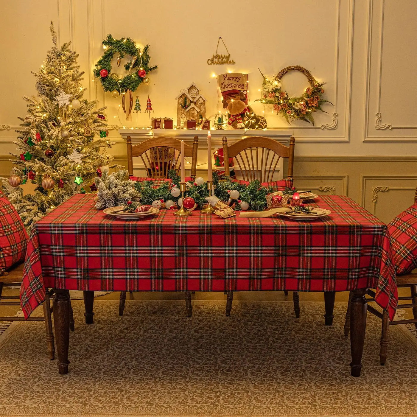 Christmas Checkered Tablecloth Rectangular