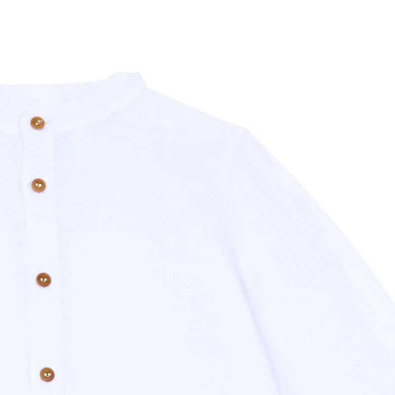 Boys White Linen Shirt Autumn male