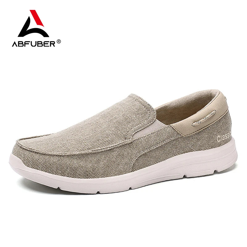 Men’s Summer Breathable Canvas Shoes Lightweight Slip-On Casual Flats