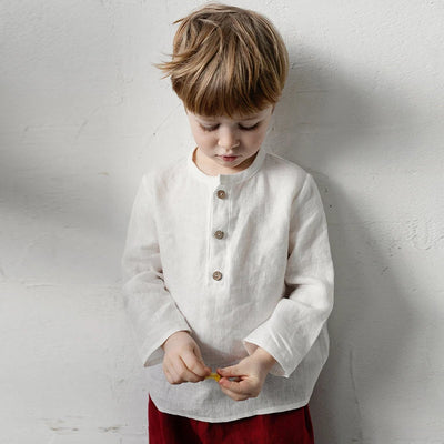 Chic Casual Cotton Linen Shirt Children's 2024 New Retro