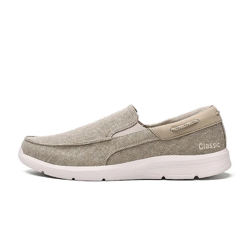 Men’s Summer Breathable Canvas Shoes Lightweight Slip-On Casual Flats
