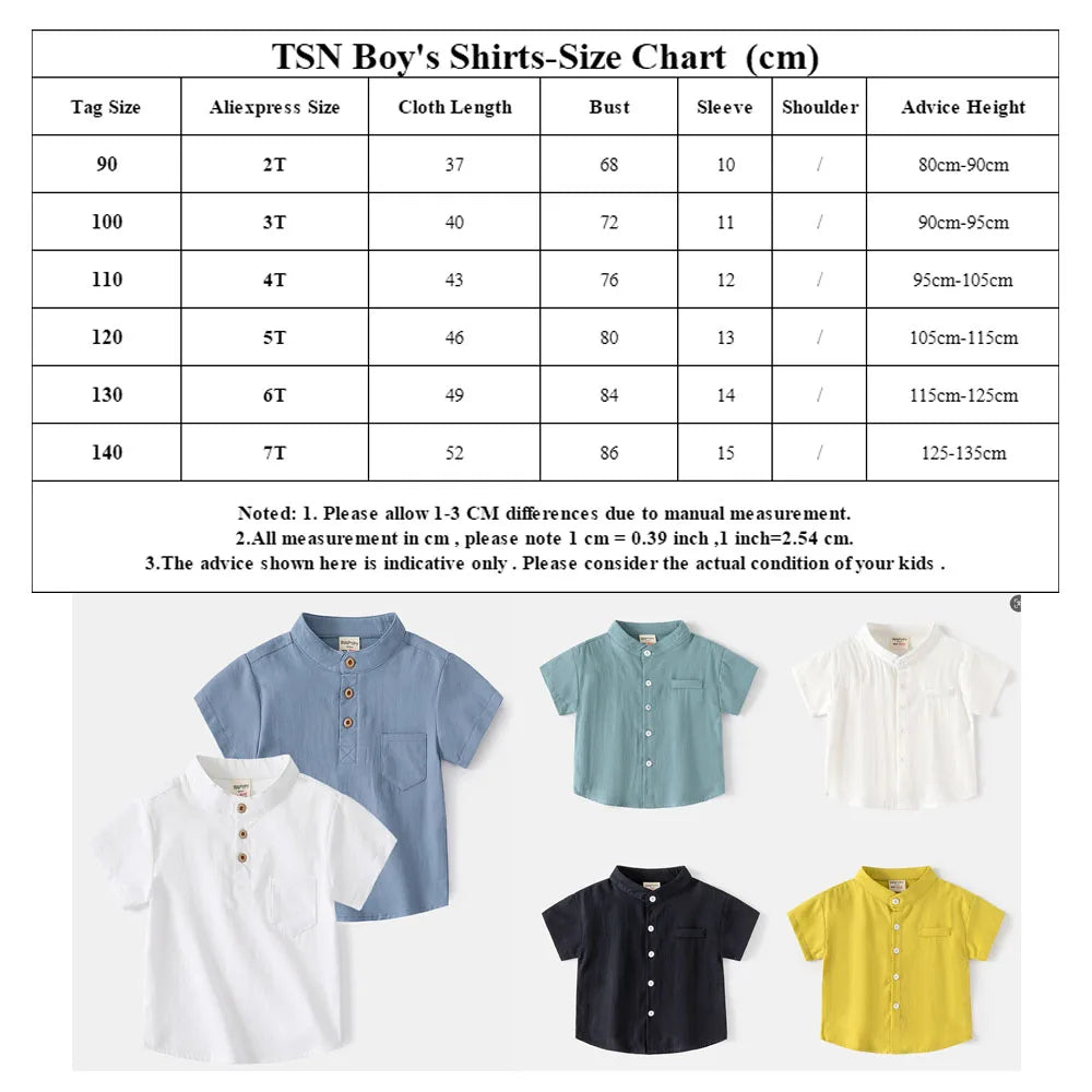 Short Sleeve Polo Shirt for Children Casual Mandarin