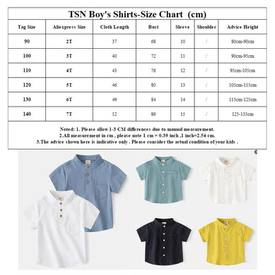 Short Sleeve Polo Shirt for Children Casual Mandarin
