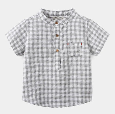 Summer Cotton Linen Boys Shirt Children Clothes Kids Tops