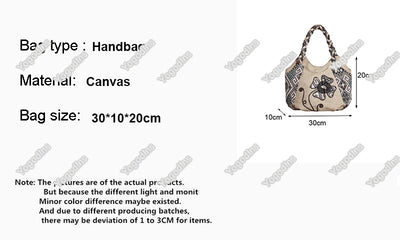 Vintage Linen Handbag for Women National Style Handle Bag