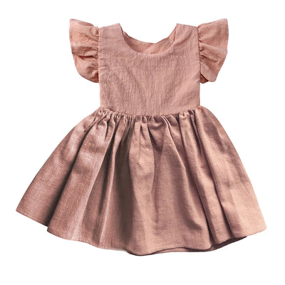 2025 Summer Kids Girls Dress Cotton Linen