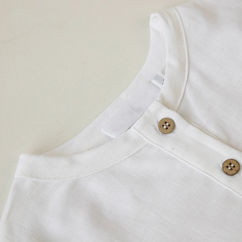 Chic Casual Cotton Linen Shirt Children's 2024 New Retro