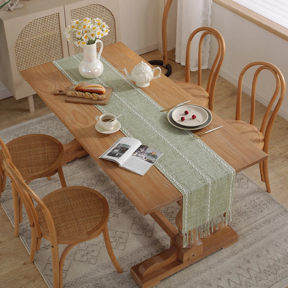 Rustic Embroidered Woven Polyester Fabric