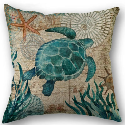 Marine Life Turtle Seahorse Whale Octopus Cushion