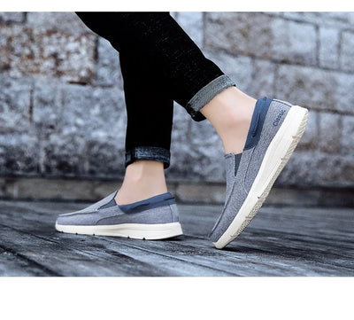 Men’s Summer Breathable Canvas Shoes Lightweight Slip-On Casual Flats