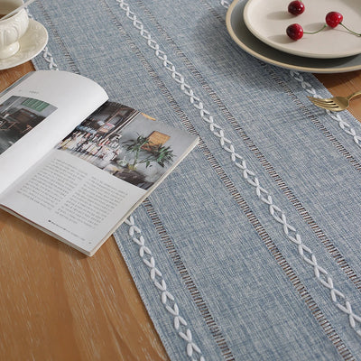 Rustic Embroidered Woven Polyester Fabric