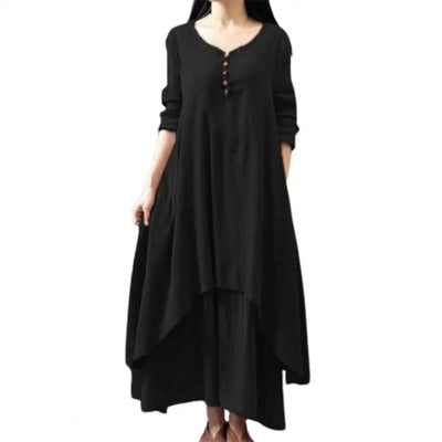Women Elegant Linen White Dresses Bohemia Layering Vintage Robe Long Sleeve Loose Long Dress Female Autumn Vestidos