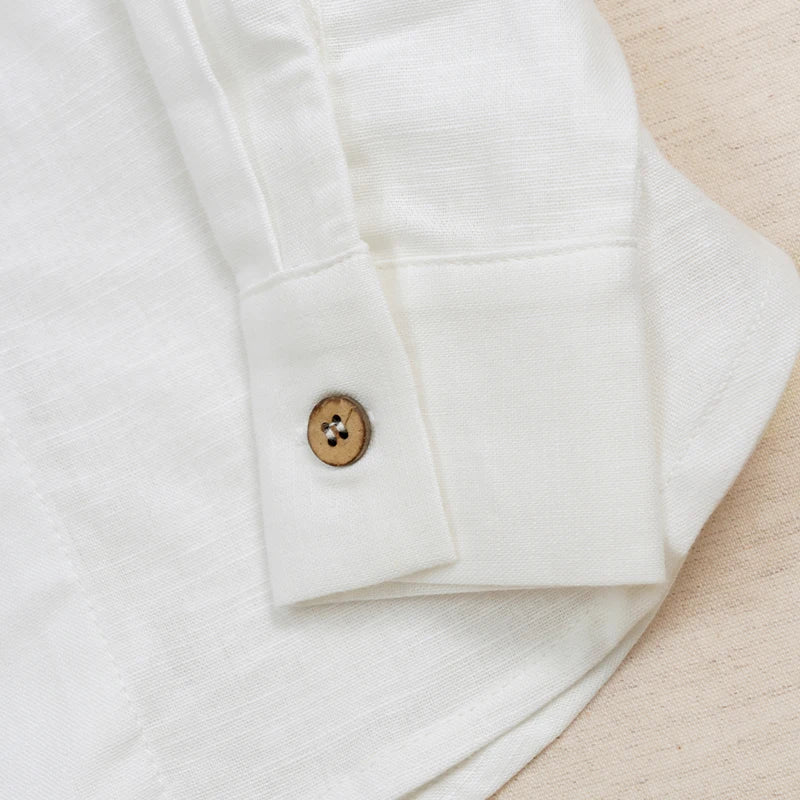 Boys White Linen Shirt Autumn male
