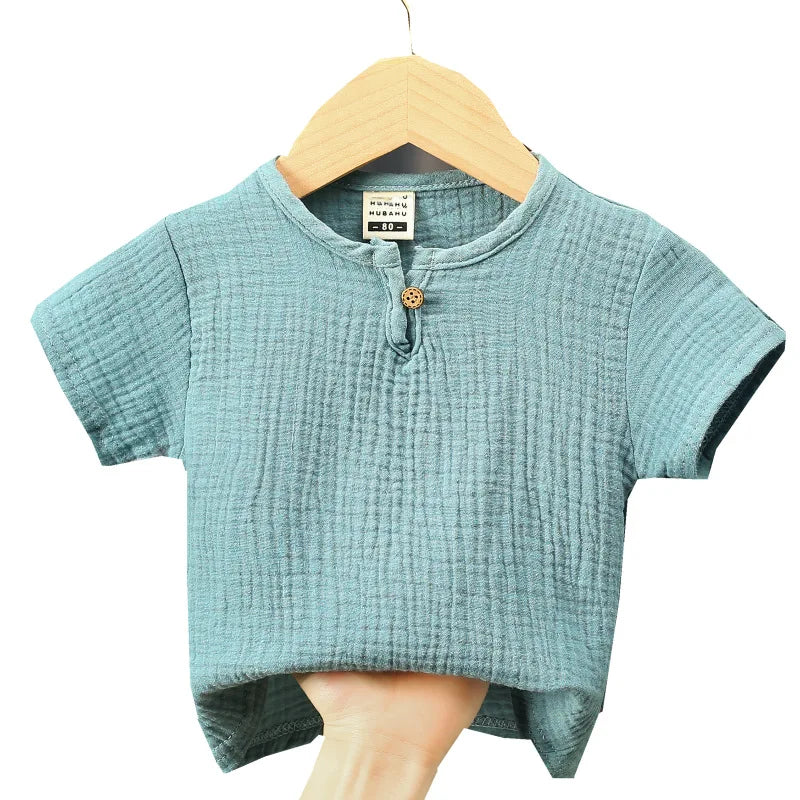 children t shirts fashion linen pleated boys t shirt