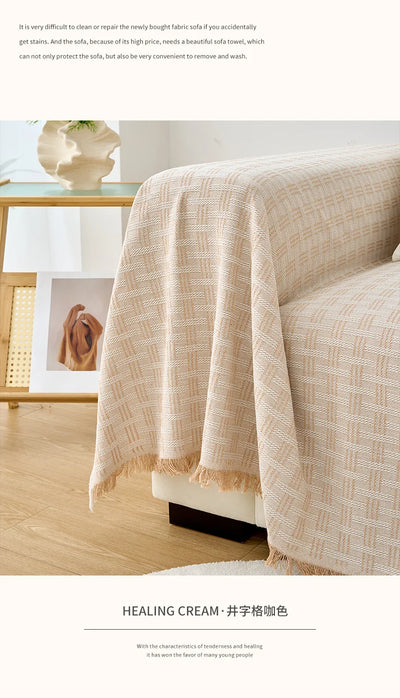 1PC Cotton Linen Sofa Throw Blanket