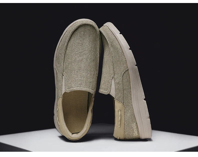 Men’s Summer Breathable Canvas Shoes Lightweight Slip-On Casual Flats