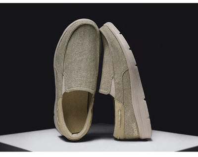 Men’s Summer Breathable Canvas Shoes Lightweight Slip-On Casual Flats