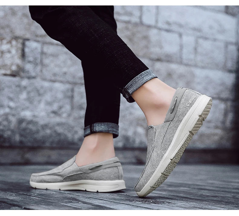 Men’s Summer Breathable Canvas Shoes Lightweight Slip-On Casual Flats