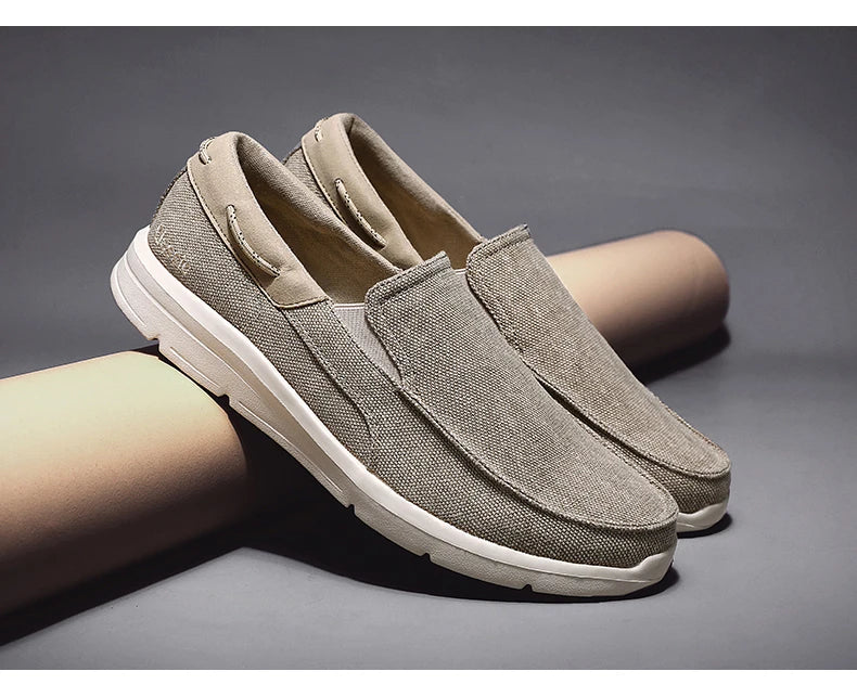 Men’s Summer Breathable Canvas Shoes Lightweight Slip-On Casual Flats
