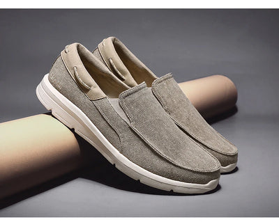 Men’s Summer Breathable Canvas Shoes Lightweight Slip-On Casual Flats