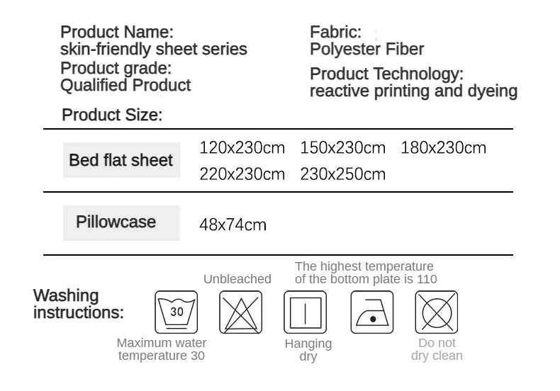 1 pc Bed Flat Sheet for Double Bed Plain Solid