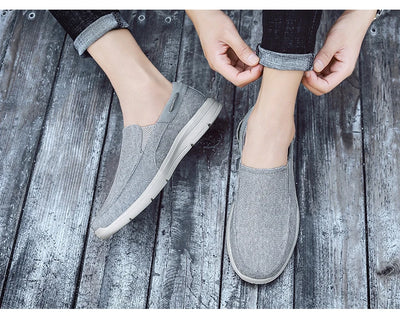 Men’s Summer Breathable Canvas Shoes Lightweight Slip-On Casual Flats
