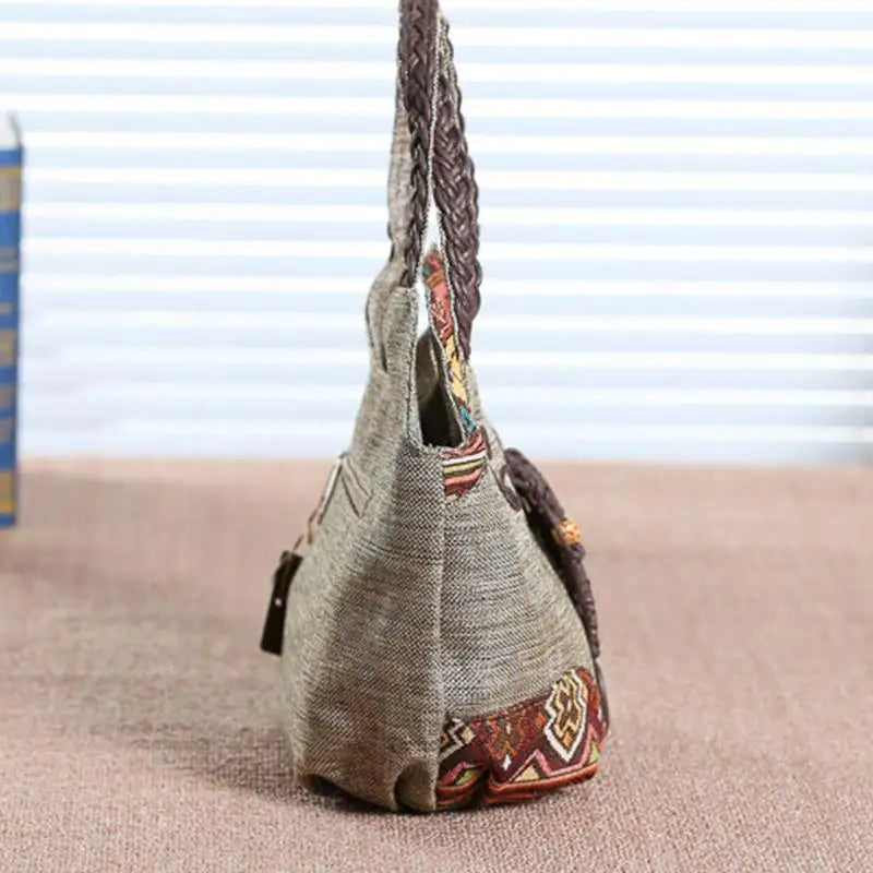 Vintage Linen Handbag for Women National Style Handle Bag