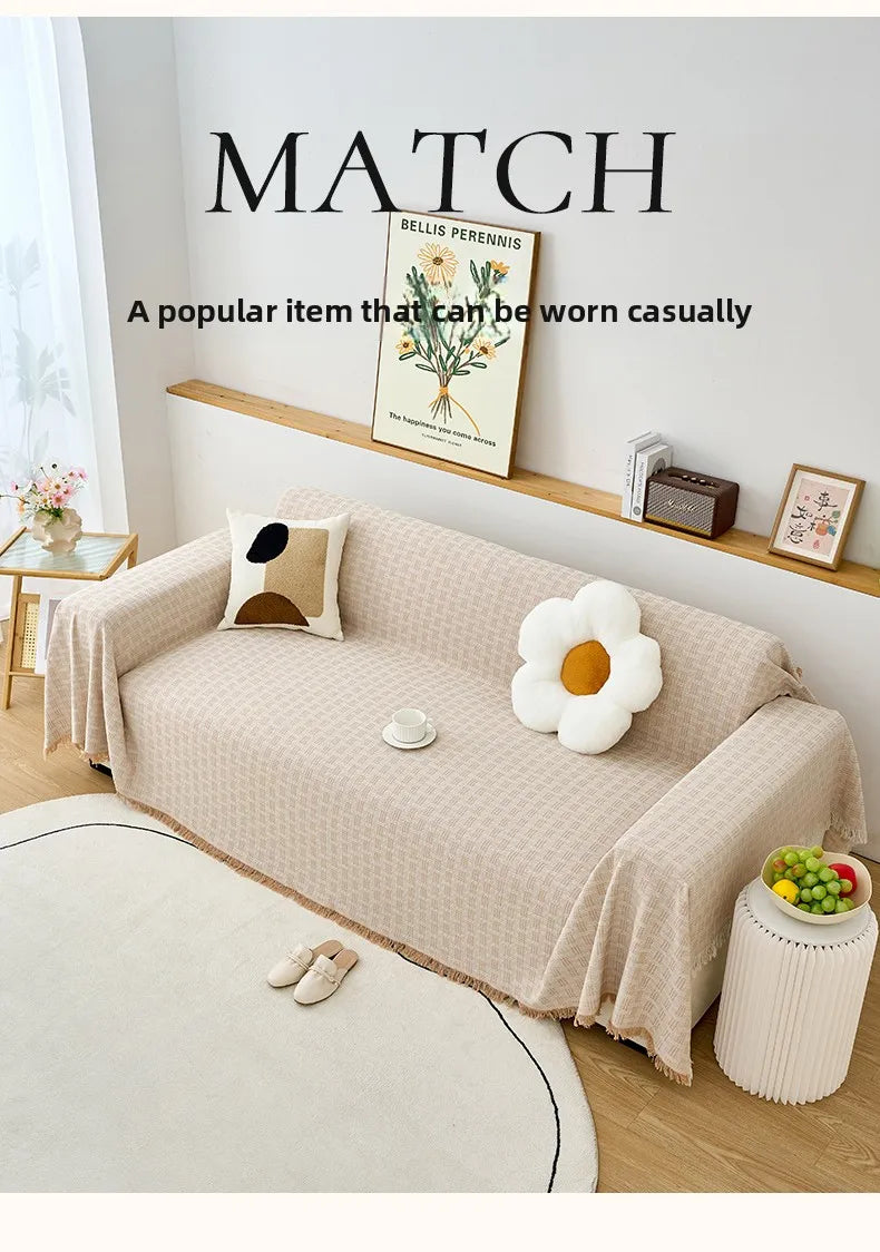 1PC Cotton Linen Sofa Throw Blanket