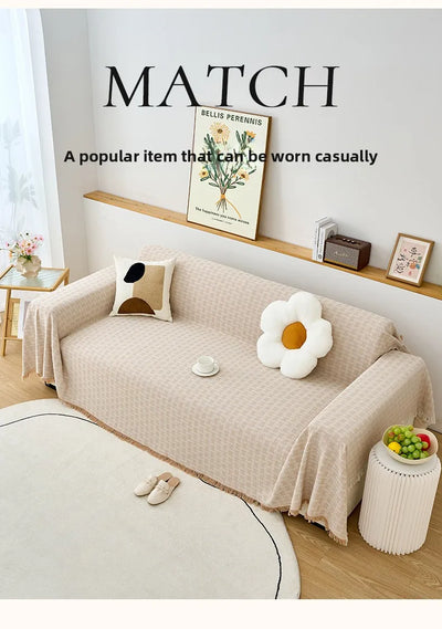 1PC Cotton Linen Sofa Throw Blanket