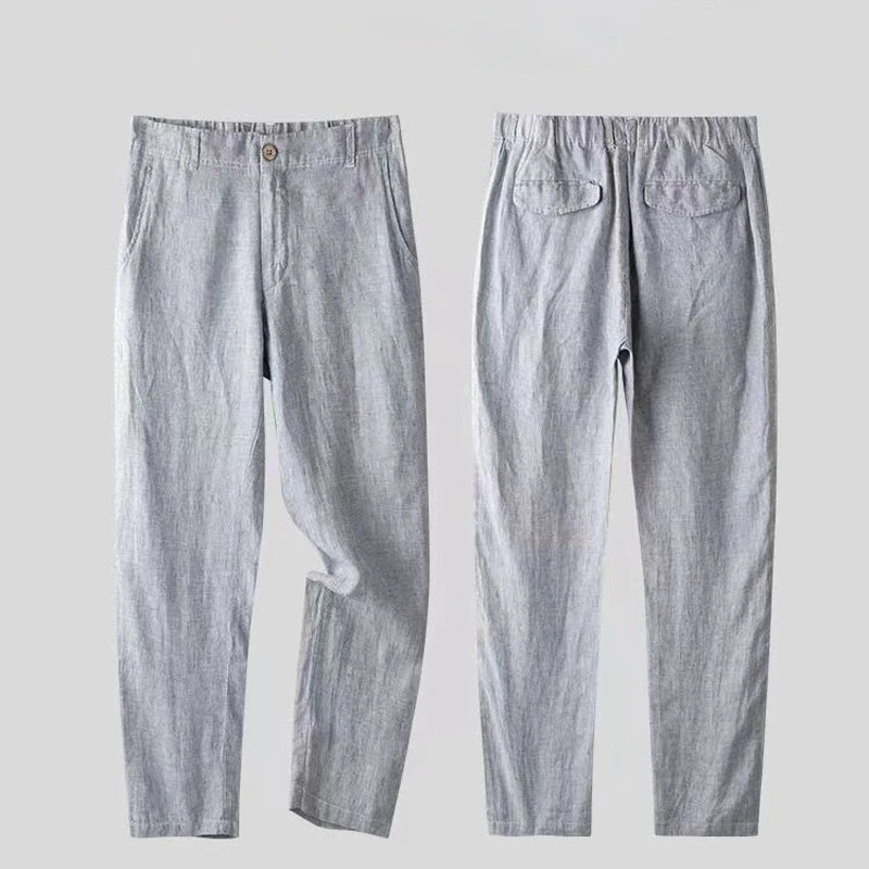 Spring Autumn Fashion Men Linen Two-piece Set Blazer Jacket