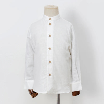Boys White Linen Shirt Autumn male