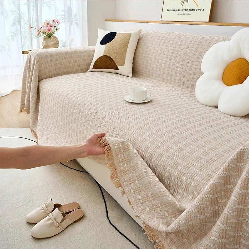 1PC Cotton Linen Sofa Throw Blanket