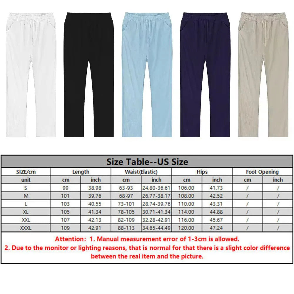 2pcs Set Men's Cotton Linen Shirt and Pants Suits