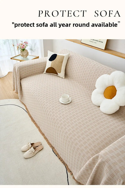1PC Cotton Linen Sofa Throw Blanket